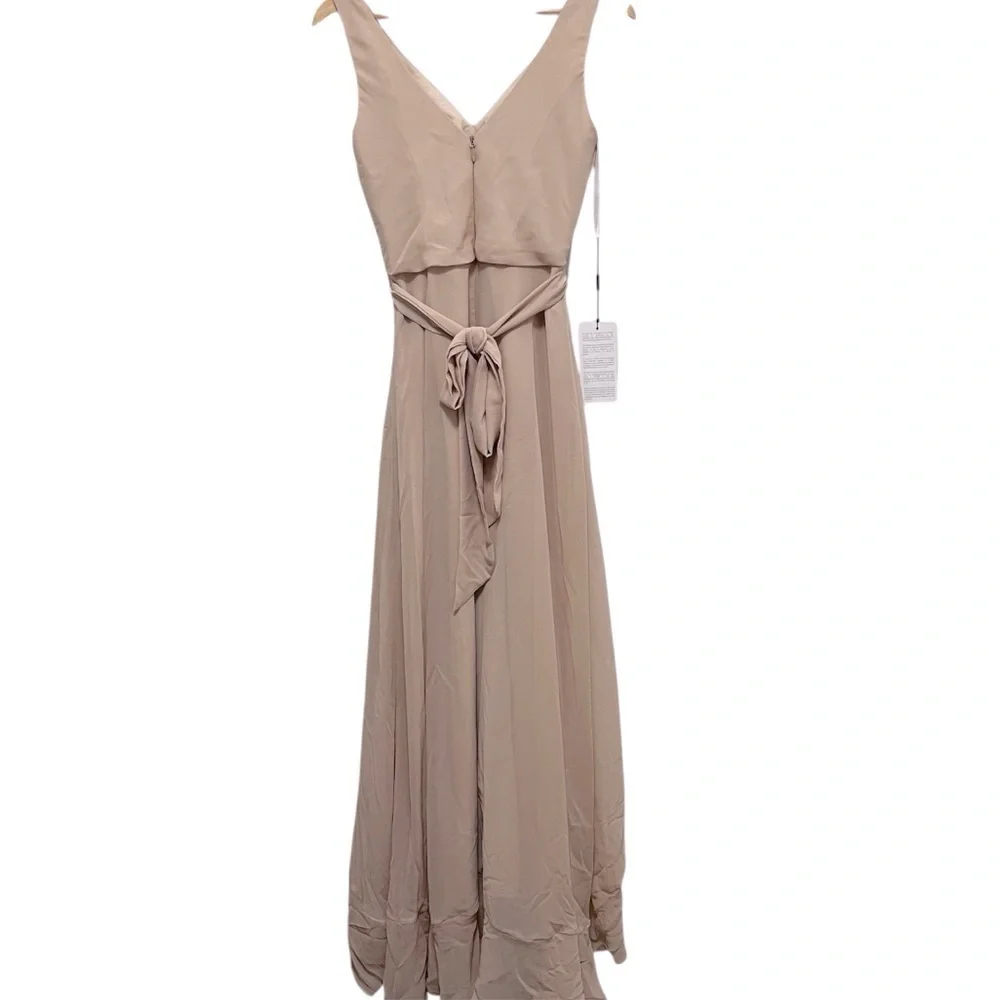 JJ’s House NWT Chiffon Maxi Dress In Champagne Size US 4